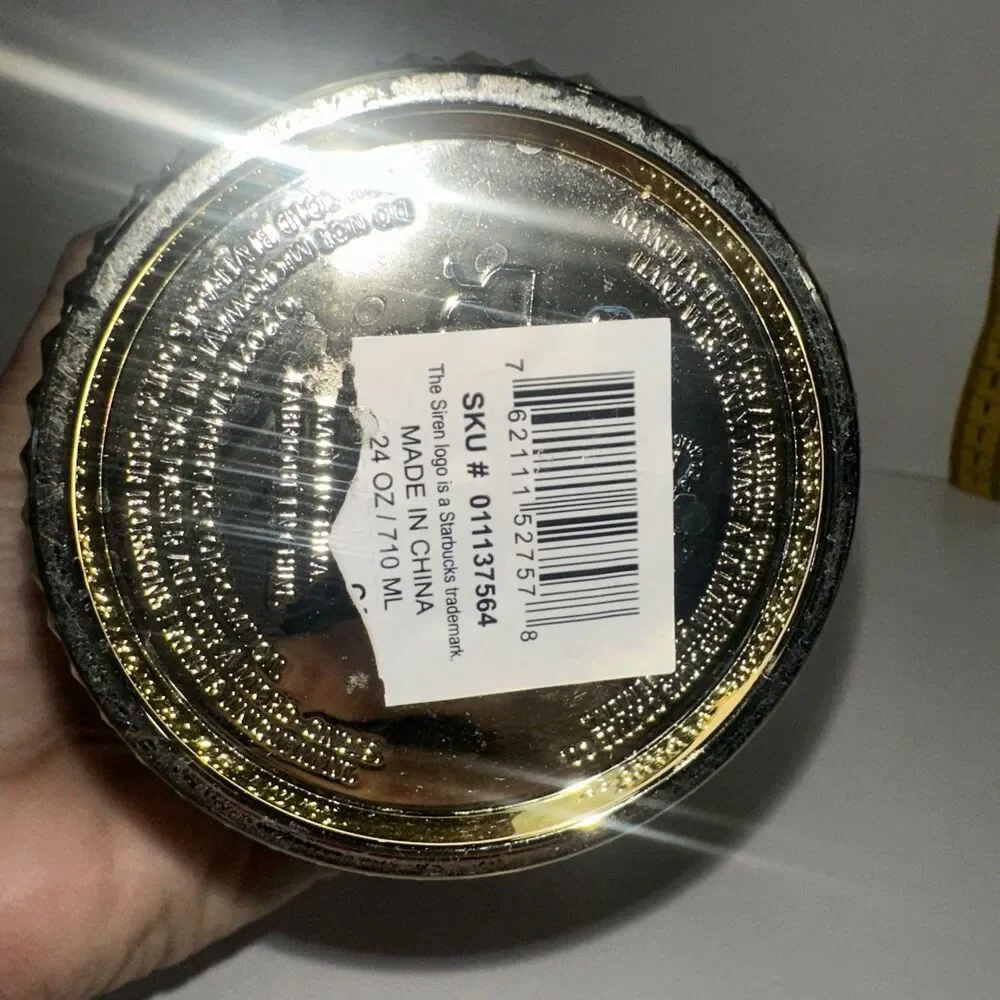 Starbucks 24 oz Venti Cold Cup Gold Studded Tumbler Holiday 2022